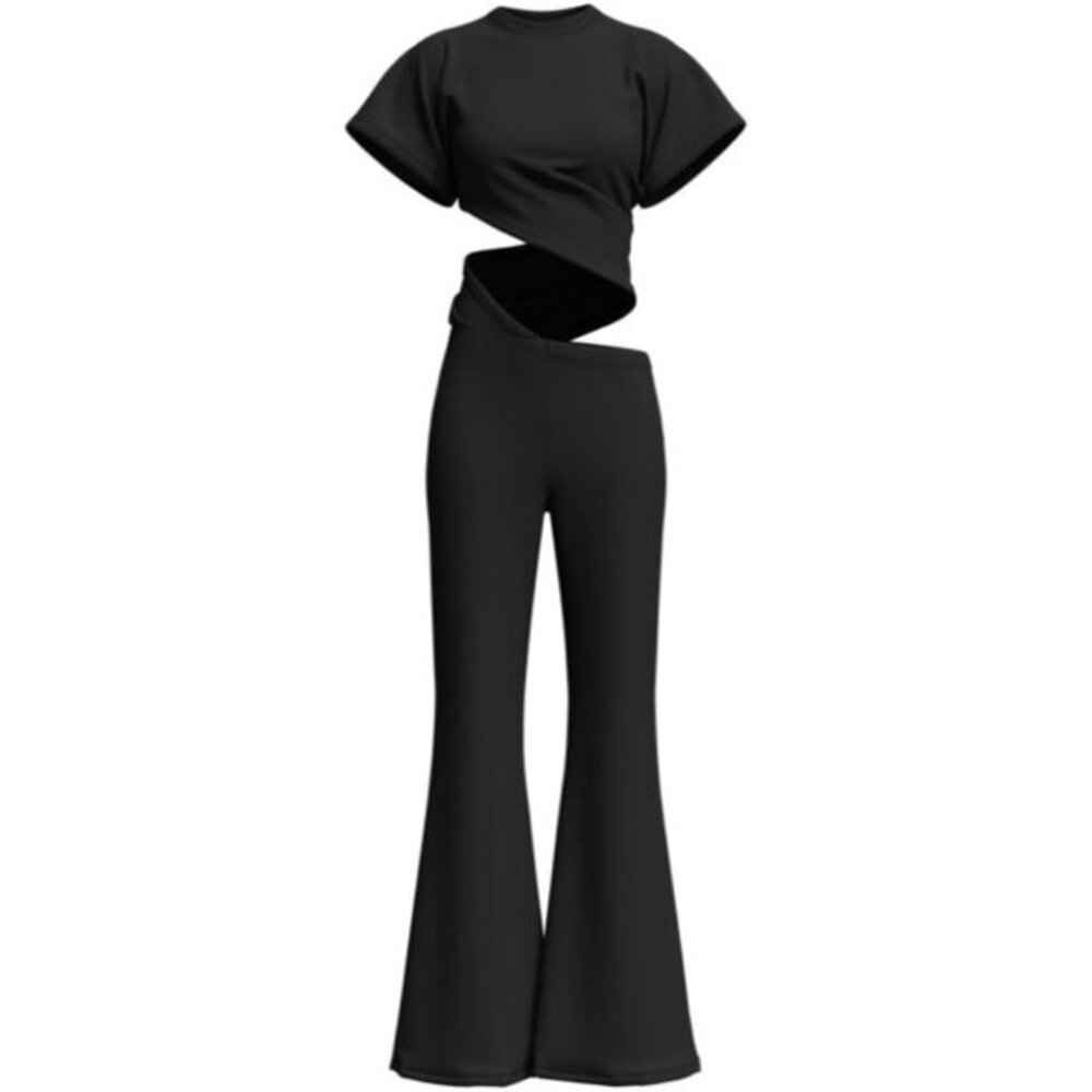 GILMAR cutout-detail BLACK jersey jumpsuit Size S